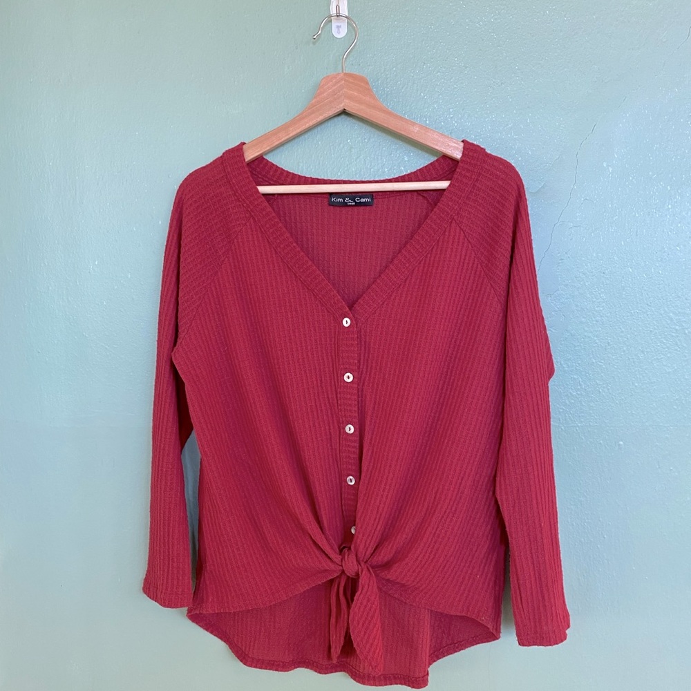 Kim and Cami Red Sweater Shirt